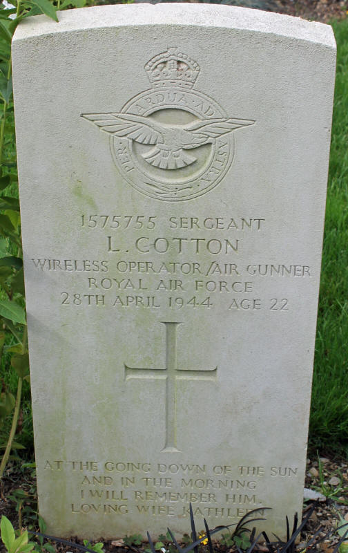 Sgt Leslie Cotton<br/><br /><br />died April 28th, 1944
